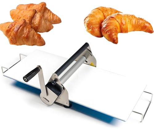 JXYQ Sfogliatrice Manuale in Acciaio Inox con Tagliere Grande da 39 x15,5 - Spessore Regolabile da 0,5 a 27 mm, stendipasta Pieghevole Commerciale per panetteria, Pizza e Croissant, RS101