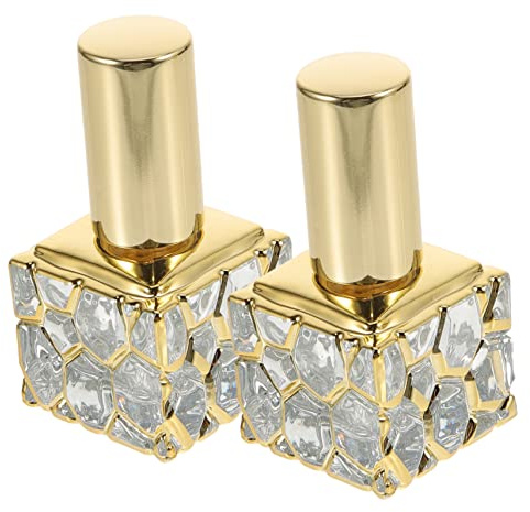 GANAZONO Spray Boccetta in Vetro Oro Ricaricabile Profumo 10ml 2 Pezzi | Formato da Viaggio, per Profumo e Cosmetici, Design Raffinato, da Tavolo Cosmetico