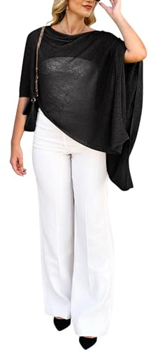 Bsubseach Poncho de punto transparente para cubrir el traje de baño, sin botones, con hombros descubiertos, para mujer, suéter ligero