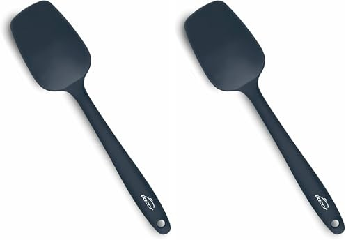 Lacor - 64463 - Cuchara Cocina Grey, Cuchara Silicona, Utensilios de Cocina, Mango Ergonómico, Antiadherente, Resistente a Altas Temperaturas, Apta para Lavavajillas, Longitud 27,5 cm (Paquete de 2)