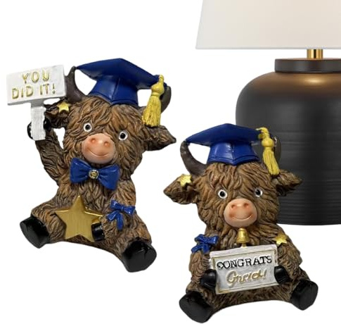 Gupcaqosjw Figurines De Vache Thanksgiving - 2 Pièces Décorations Festives Mignonnes en Résine,Décoration Bovine pour Intérieur | pour Bureau Jardin Cour Entrée Salon Chambre Étudiante Appartement