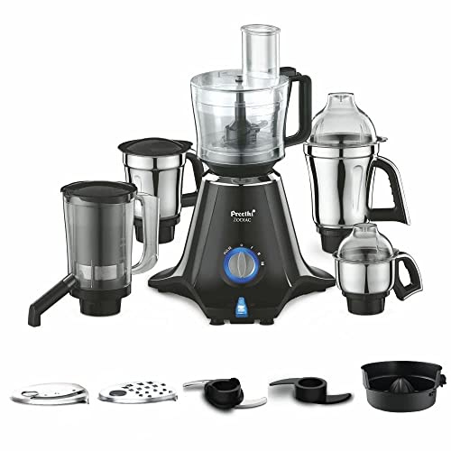 Preethi Zodiac MG‑218 Mixer Grinder 750W Vega W5 Motor 5 Jars for Dosa Batter Chutney & Masala Grinding Master Chef Jar Black Indian Mixer Grinder for Home Kitchen