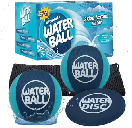 Set De Balles Sauteuses d'eau avec Disque Sauteur Pack De 2 Bleu Bleu Foncé Jouet De Piscine pour Plage Lac Jeux Aquatiques Extérieur Été Jeu Récréatif