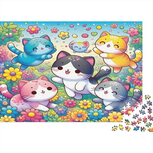 Rainbow Kittens 1000 pezzi puzzle in carta riciclata per adulti, Prato di Fiori, gioco stimolante divertente, attività domestica, regalo per tutti 52x38cm