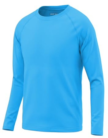 HYCOPROT UPF 50+ Maglietta UV per Bambini a Maniche Lunghe Asciugatura Rapida Maglietta da Bagno, Nuoto Rash Guard Top Traspirante per Ragazzi 5-14 Anni per Sport Acquatici e attività All'Aperto