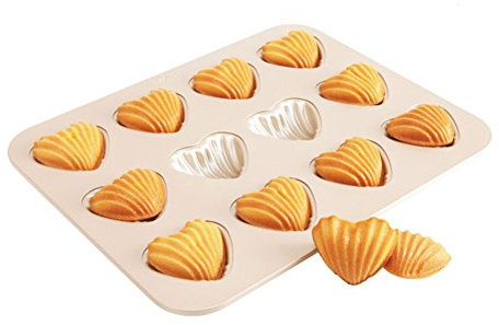 CANDeal 12 Fori Forma di Cuore Madeleine Teglia da Forno, Mini Teglia per Muffin, Stampo per Torte Speciali, Rivestimento Antiaderente