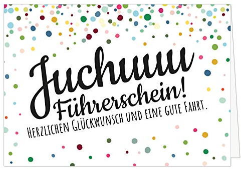 Große Glückwunsch-Karte (A4) zur bestandenen Prüfung: Führerschein bestanden - Juchuuu/mit Umschlag/Edle Design Klappkarte/Glückwunsche/Extra Groß/Edle Maxi Gruß-Karte
