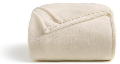 Cosy House Collection Everyday 1500 Series Fleece Blanket - Bedroom Essentials - All Season, Stays Fresh & Clean - Soft, Breathable & Skin-Friendly (Full/Queen, Cream)
