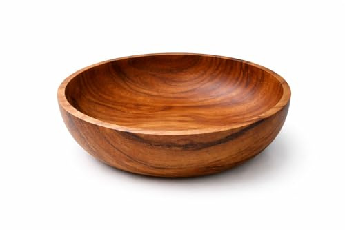 NELUHA Teakholz Schale Holzschale rund Durchmesser Deko-Schale Obstschale groß Holzschüssel aus zertifiziertem Teakholz (20cm Höhe 6cm)
