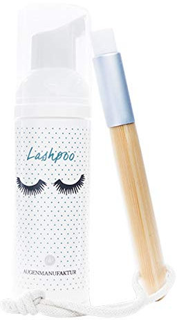 Augenmanufaktur Wimpernshampoo 150 ml Set für Wimpernverlängerung - Augen Make-Up Entferner mit Pinsel