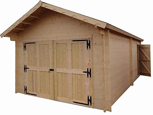 Garage Madriers bois massif double rainurage - 60 mm - surface utile : 18,97 m2