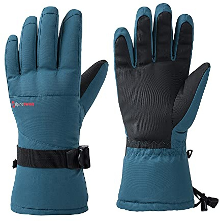 Alpine Swiss Mens Waterproof Gauntlet Snow Ski Gloves Winter Sport Snowboarding Windproof Warm 3M Thinsulate Blue Med