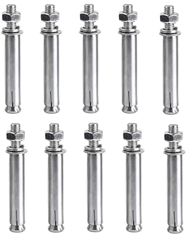 M8 x 60 mm External Hex Expansion Bolts Screws Sleeve Anchors, Stainless Steel, 10Pcs