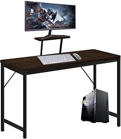 Scrivania Computer,Tavolo PC Scaffale con pannello di controllo Stazione di Lavoro Casa Tavolo da Studio in Legno e Metallo Tavolo per Studio per casa e Ufficio,carico 150 kg (100x50x75cm)