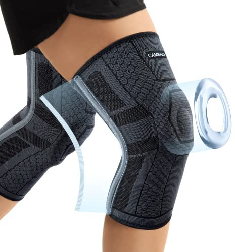 CAMBIVO Kniebandage Männer Damen X2 mit PMMA Stabilisatoren & Patella-Polster, Bandage Knie Rutschfest & Atmungsaktiv, Knee Support für Gym, Running, Sport