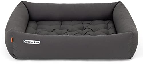 Doctor Bark Hundebett Orthopädisch - Waschbar bis 95°C, Geruchsfrei & Hygienisch - Kuscheliger Hundekorb Mittelgroße Hunde mit Hundematratze (L - 90x80 cm, Grau)