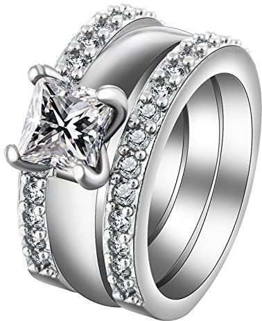 Aotiwe Ringe Frauen, Freundschaftsringe Beste Freundin mit Weißen Zirkonia Silber Größe 62 (19.7)