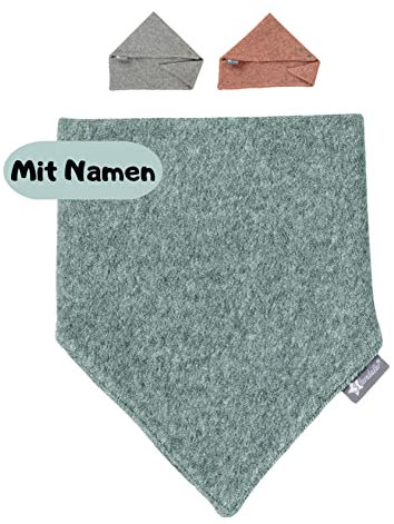 Sterntaler Baby Halstuch mit Name bestickt | Baumwolle Frottee | Sterntaler personalisiert Dreieckstuch | 0-4 Jahre | Druckknopf | Kinder Halstuch Name (Frottee Grün)