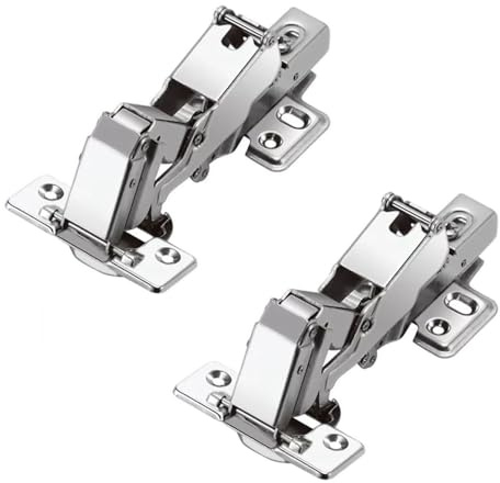 Lot de 2 Charnière Invisible 165 Degré Clipsable avec Amortisseur pour Portes de Meuble, Charnières en Acier pour Placards