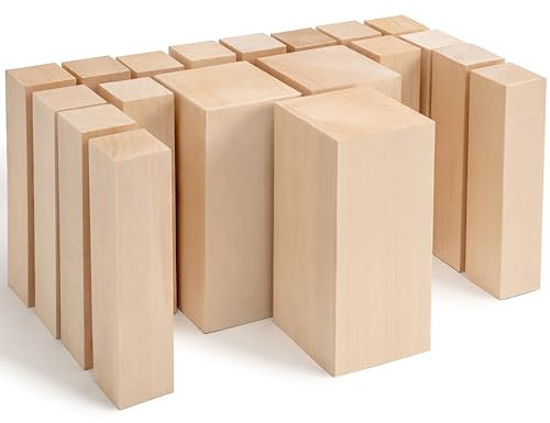 BeaverCraft Basswood Carving Blocks Whittling Wood BW19 - Unfinished Wood Blocks Set, Soft Basswood for Carving, Wooden Block for Crafts & Whittling