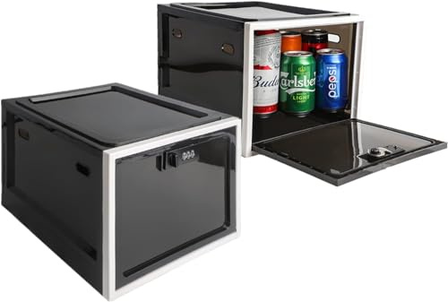 Lucerbern abschließbare box，box mit zahlenschloss，Abschließbare Durchsichtige Box Persönlicher Safe Faltbar für Medizin,Snack, Handy Gefängnis, Lebensmittel (Schwarz) (1) (2) (Schwarz)