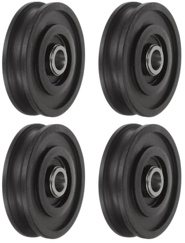 QUARKZMAN 4 Stück U-Typ Nut Riemenscheibe Nylon Führungsrollenlager 8x45x11,5 mm U-Nut Rollenrad für Tür und Fenster, Schwarz