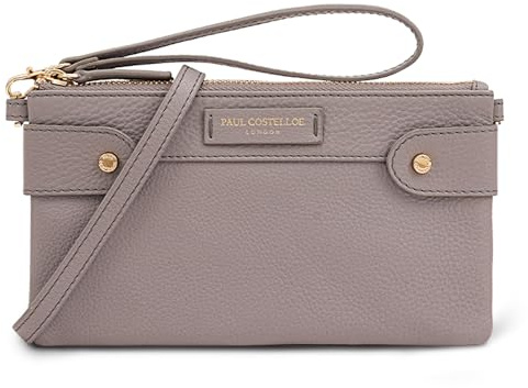 Paul Costelloe Genuine Leather Versatile Leather Purse with Wrist Strap and Detachable Shoulder Strap | Abao (Gull)