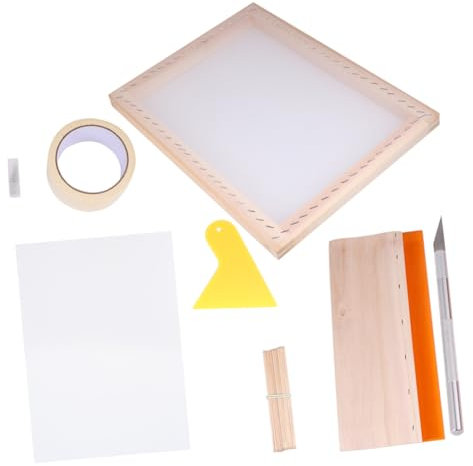 VILLFUL 1satz Siebdruckwerkzeug-Set Mit Holzrahmen Schaber Transparenter Und Maskierband Für -druckprojekte Und Kreative Bastelarbeiten