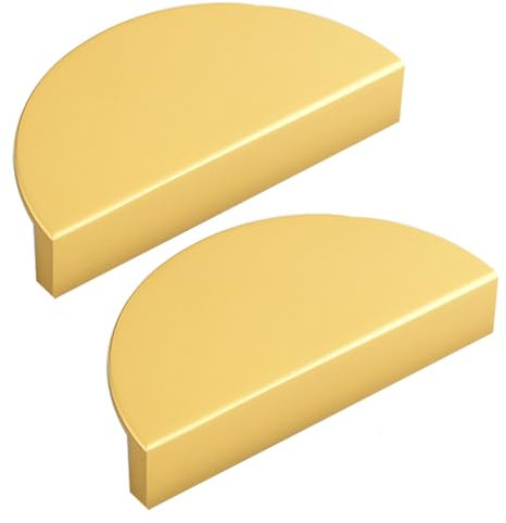 ZYFH8992 2 Pièces Poignée chambre d'enfant en Alliage d'Aluminium Tirer Tirage pour Chambre à Coucher Multicolore Poignées pour placards demi-lune Boutons d'Armoire demi-ronde Tiroir (Or,74mm)