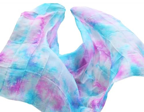 Bauchtanz Seidentuch Echte Seidenschleier Tanz Bühnen Requisiten Handgemachte gefärbte Schal Tanz Seidenschleier Schal Schleier Bauchtanz Tuch (Color : Color 21-dz, Size : M-250x114cm)
