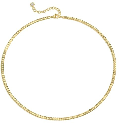 Jenosy 18K Choker Kette Damen Gold Cuban Link Chain 3MM Halskette Schmuck für Frauen