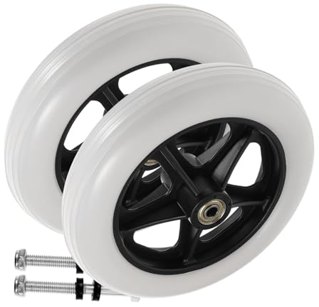 FRCOLOR Rollstuhl Vorderrad Ersatzrad 2 Stück aus Pvc Verschleißfest und Pannensicher Schraublochdurchmesser 0,8cm Passend als Austauschbares Multifunktions Vorderrad für Rollstühle