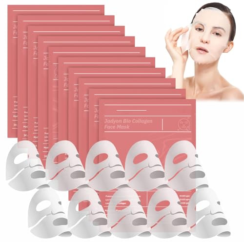 Maschera Collagene Viso, 10 Pezzi Real Deep Maschera Bio Collagene Viso, Collagen-e Real Deep Mask Overnight, idratazione profonda, Pelle Luminosa e Compatta per Tutti i Tipi di Pelle