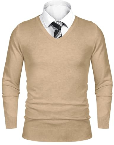iClosam Jersey de Hombre Invierno Suéter de Cuello en V Estilo Elegante y Confortable Ropa de Punto para Oficina, Calle o Regalo