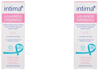 Intima+ I Lavanda Vaginale con Tea Tree Oil e Aloe Vera Gel, pH 4.5, Soluzione Monodose Pronta all'Uso, 140ml (Confezione da 2)
