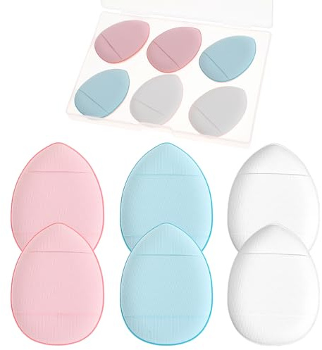 6Pcs Mini Puff, Soft Finger Makeup Puff Mini Sponges with Small Case for Foundation, Setting, Concealer, Loose Powder, Blush, Dry and Wet Beauty Makeup Tools