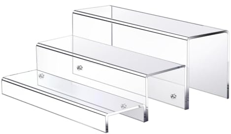 ETUCYNG Estantes de Bar para Botellas de Licor,Estantes de Licor - Estante acrílico para exhibición de licores de encimera de 3 escalones,Estante de exhibición Multiusos para Figuras, Colecciones de