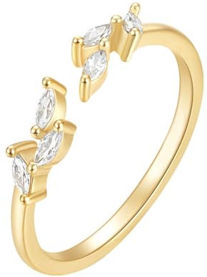 Whoiy Frauen Ringe Gold 375 Zart, Trauring Eheringe Echt Gold 9K Offen mit Moissanit für Damen Größe 62 (19.7)