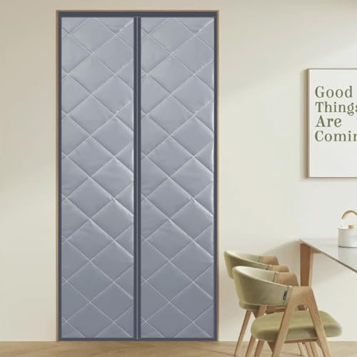 Isolierter Türvorhang für den Winter, thermisch, winddicht und schalldicht, Türdecken-Isolierung, hält warm und verbessert die Privatsphäre, Verdunkelung, Grau, 80 x 200 cm (B x H)