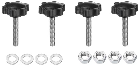 QUARKZMAN 4 Stück Rändelschraube Sterngriffmutter M8 x 45mm Metrisch 304 Edelstahl männliches Gewinde 38mm Rändelmutter 6-Stern Kunststoff Gewindestift Handknöpfe Griffe Daumenschrauben