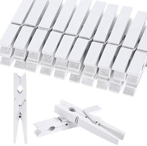 M METERXITY 30-Pack Colored Clothespins Wooden, 2.8 Inch/72mm Colorful Clothes Pins for Hanging Clothing/Crafts/Pictures, Wooden Clothespins [White]