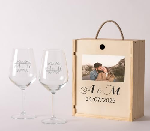NANNUK | Copas De Vino Personalizadas De Cristal | Regalos Originales Para Mujer Y Hombre | Copas De Vino Tinto Grabadas | Regalo Dia de La Madre | Regalos Aniversario Pareja | Regalos Personalizados