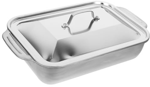 CIYODO Teglia Rettangolare Per Arrosti e Pesce in Acciaio Resistente 41x24x7,5 Cm Con Coperchio, Vasca Profonda Per Cottura Uniforme, Per Grigliare e Barbecue Casalinghi