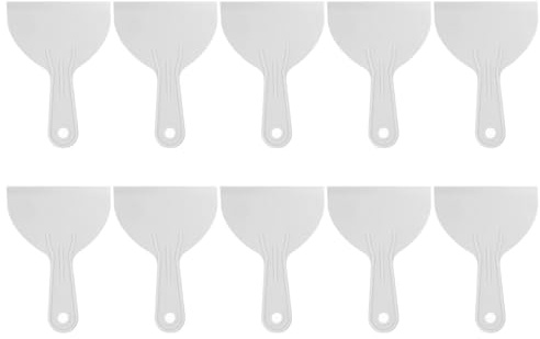 sourcing map 10 raschietti per stucco, 12,4 cm di larghezza, 1,7 mm, sottili e flessibili, in plastica, per stucco per cartongesso, spalmare, pittura, graffio, grigio