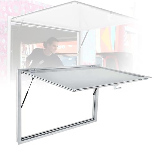 Schuppenfenster flächenbündig montierte Imbissstand-Servierfenstertür, Imbissfenster mit Aluminiumrahmen für Snackbar, Café, Imbissbude, Bekleidungsgeschäft(45x33in/114x84cm)