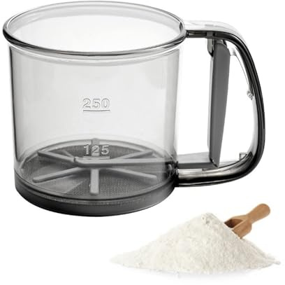 YEENAIV Tamis à Farine en Maille Fine pour la Cuisson, Tamis Farine Passoire à Farine pour Filtrer Farine Sucre en Poudre Cacao en Poudre, Cuisine Accessoires Tamis à Farine Semi-Automatique