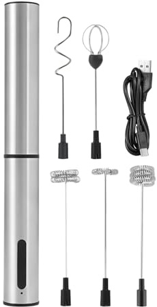Mousseur à lait portable | Mousseur à café électrique | Puissant fouet en acier inoxydable à 3 vitesses avec mousseur silencieux portable | Mélangeur à mousse durable pour cuisine, maison, bar, thé