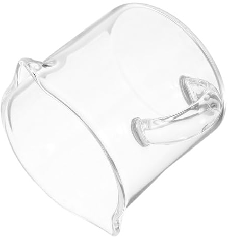 Homoyoyo Mini Glass Creamer Pitcher with Dual Spouts and Handle Smooth Pouring Milk Frothing Jug for Espresso Latte Coffee Serving and Single-use Tableware