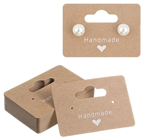 100 Pcs Earring Cards, Brown Earring Display Cards, 2x1.3 Inch Blank Paper Tags with 2 Holes Jewelry Display Holder for Selling Jewelry DIY Crafts Retail