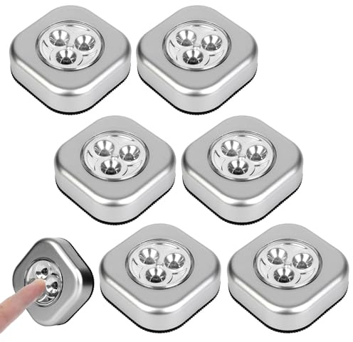 Comioke 6er Set Stick&Push LED Touch Lampe, Batteriebetrieben, Nachtlicht selbstklebend, Küchenlampen, Schrankleuchten, Lampe Nachtlicht Leuchten Batteriebetrieben, Selbstklebend Küchenlampen
